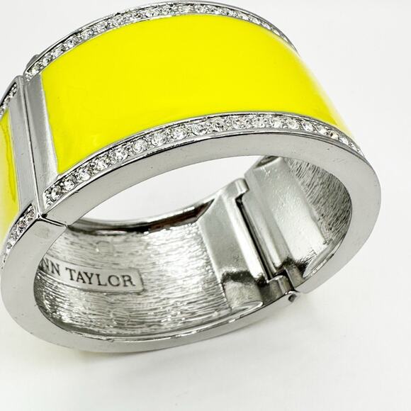 Ann Taylor Yellow Enamel Bracelet  Wide Bangle Magnetic Closure Preppy Jewelry - Picture 10 of 11